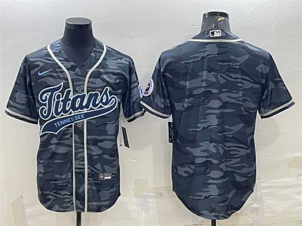 Men%27s Tennessee Titans Blank Gray Camo With Patch Cool Base Stitched Baseball Jersey->tennessee titans->NFL Jersey